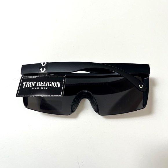 New Original TRUE RELIGION Shield Sunglasses Mirror Matte Acetate Rimless Logo - Picture 6 of 8